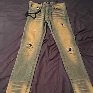 Novamen Distressed Tan wash Men's Jeans